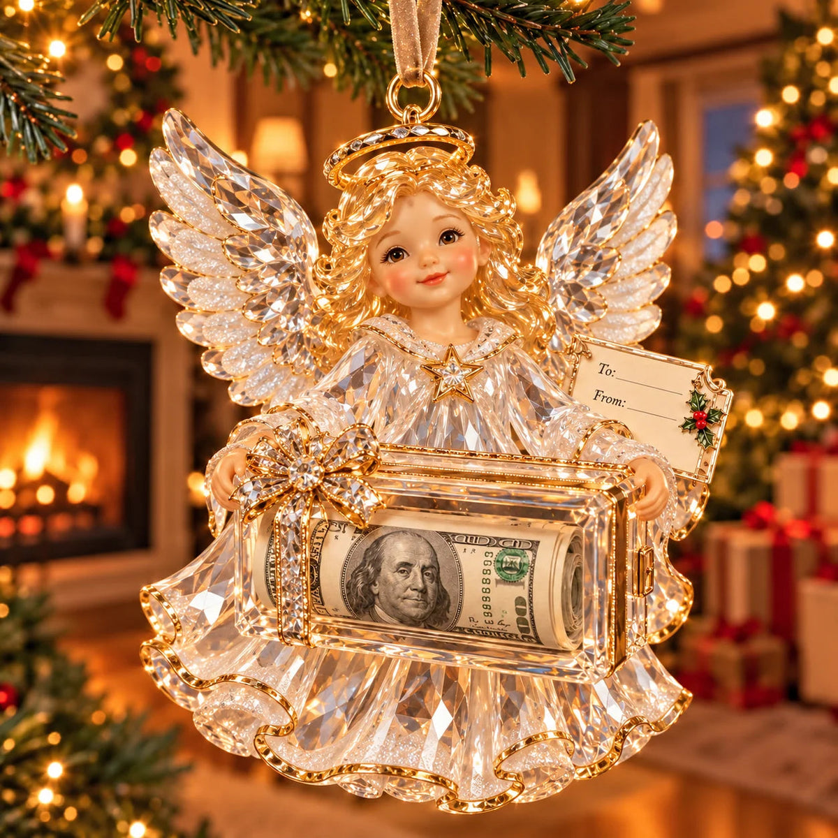🎄 Christmas Cash Gift Ornament | 20 Crystal-Style Designs with Money Holder & Gift Tag 🎁
