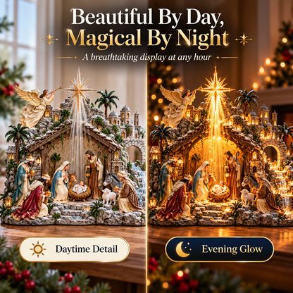 🌟 Bethlehem Starfall Nativity Village – Lighted Christmas Tabletop Décor