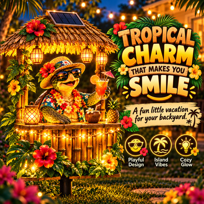 🌺 Solar Tiki Turtle Bar Light – Bring Island Joy & Warm Glow to Your Backyard ☀️🐢