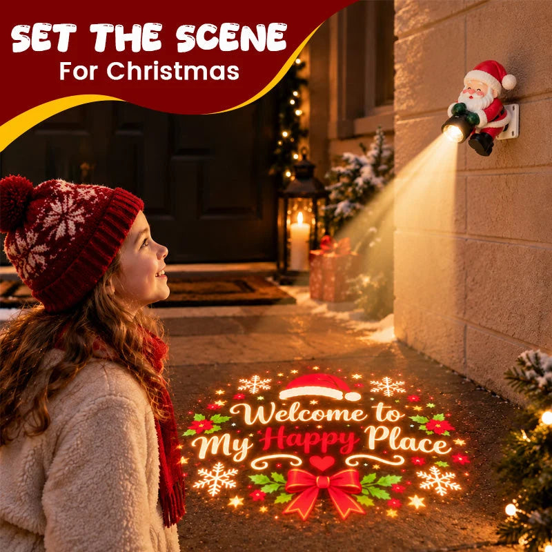 🎅 Santa Christmas Welcome Projector – Festive Greeting Light with Remote Control & Adjustable Angle ✨