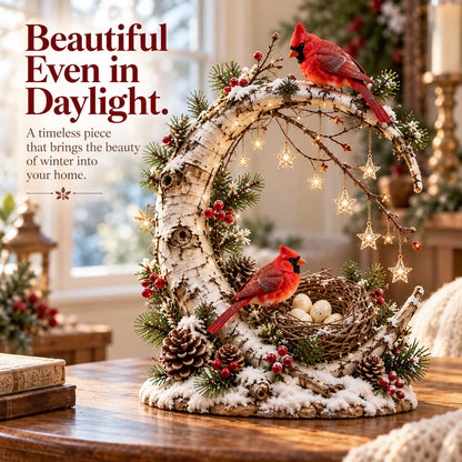🌙 Cardinal Moonlight Haven | Lighted Crescent Moon & Nest Decor