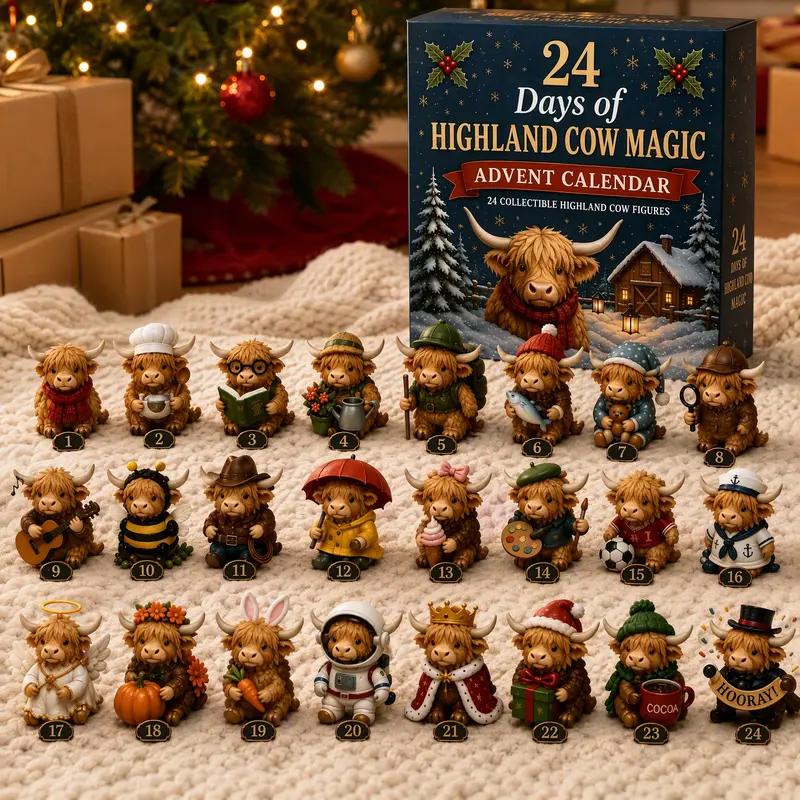 🎄 2026 Christmas Sale – 50% OFF | 24 Days of Highland Cow Magic™ Advent Calendar – 24 Collectible Cow Surprises