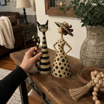✨Vintage  Cat & Lady Sculptures