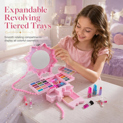 💯50% OFF !! ⏰ Washable Princess Makeup Set – Non‑irritating, trays & portable case 🎀