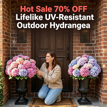 🔥Hot Sale 70% OFF🔥Lifelike UV-Resistant Outdoor Hydrangea | Waterproof & Windproof Faux Flowers for Patio & Garden