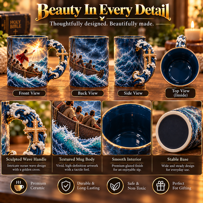 ✝️☕ From Storm to Peace™ – Heat-Reveal Jesus Mug | Watch Hope Appear with Every Hot Pour