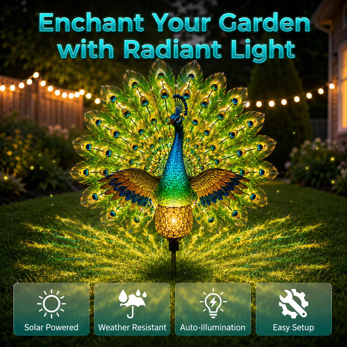 🔥Limited time-50% OFF 🦚Solar Peacock Garden Sculpture Light🌟Transform Your Outdoor Space🏡