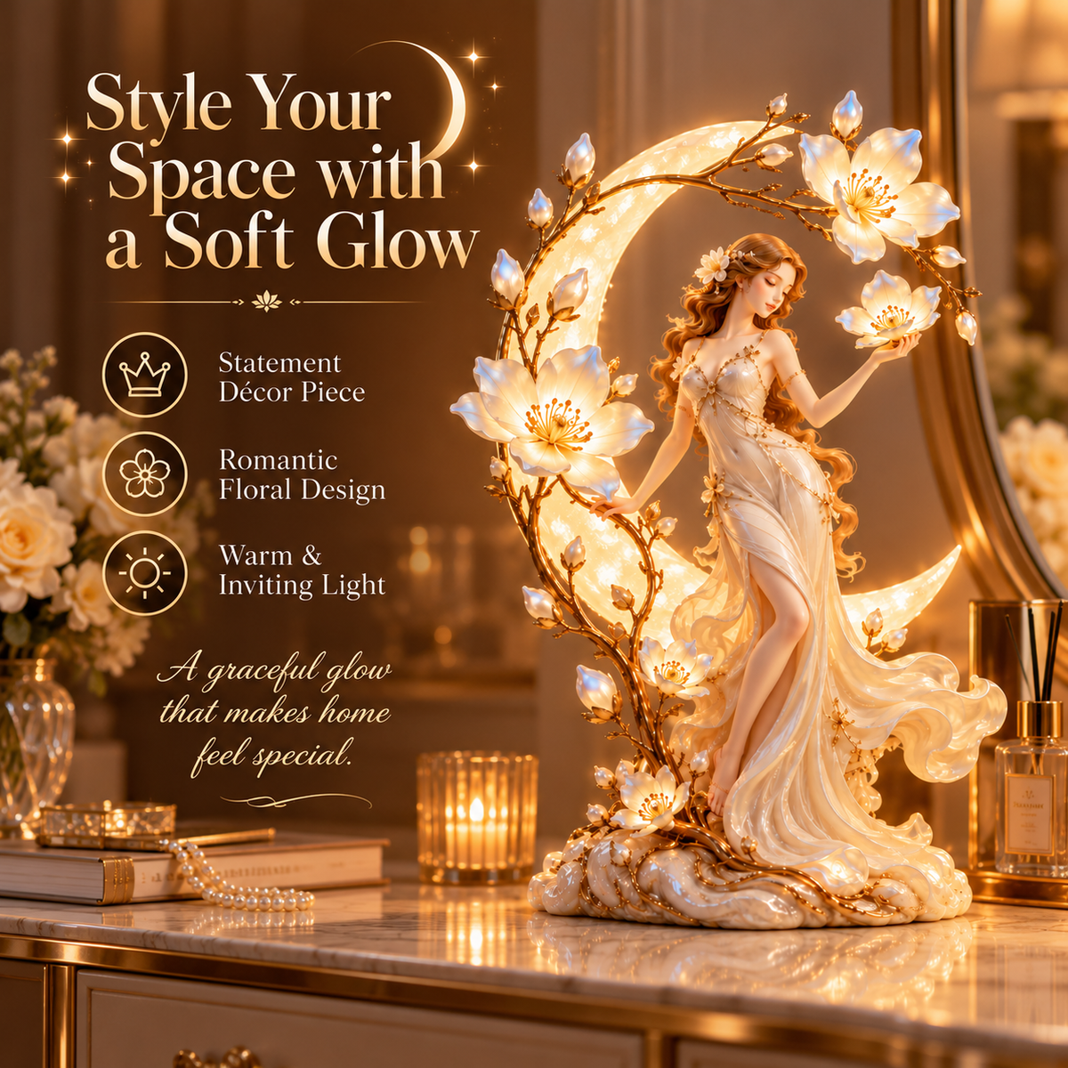 🌙 Moonlit Blossom Goddess Lamp — A Little Moonlight for Beautiful Moments ✨