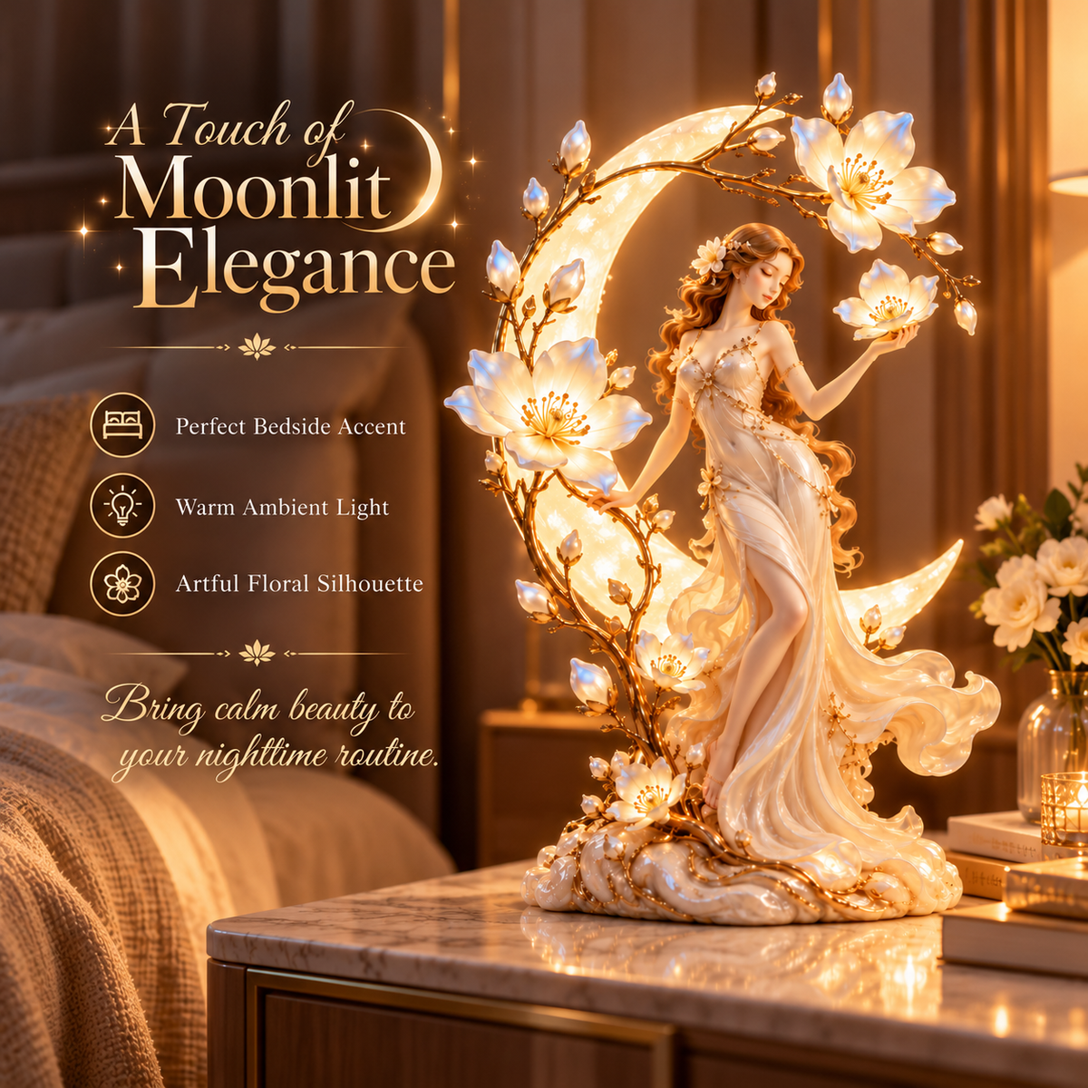 🌙 Moonlit Blossom Goddess Lamp — A Little Moonlight for Beautiful Moments ✨