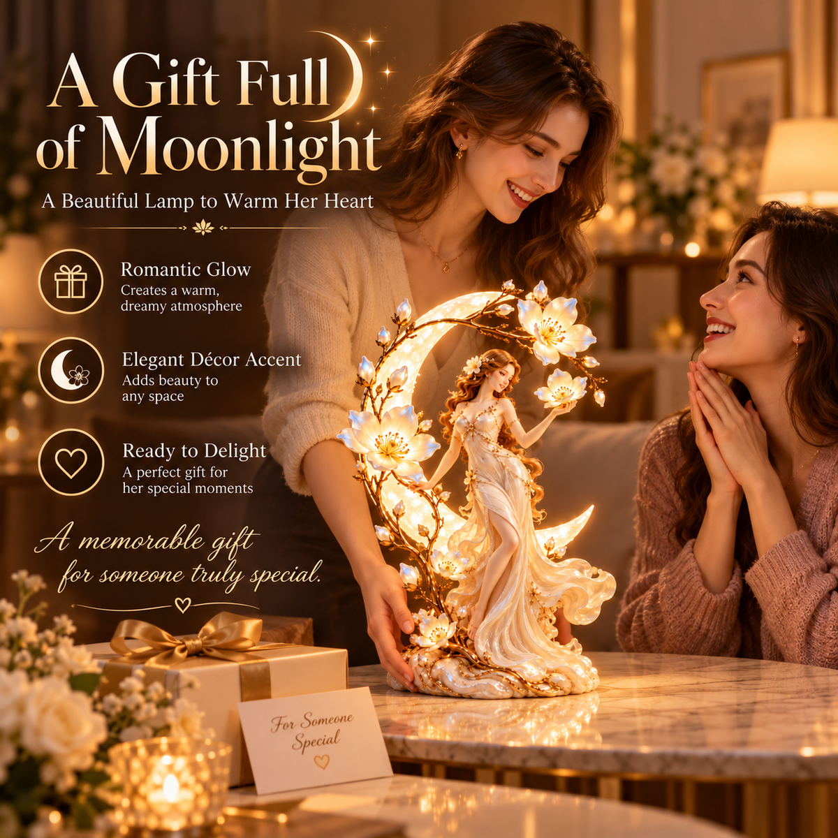 🌙 Moonlit Blossom Goddess Lamp — A Little Moonlight for Beautiful Moments ✨
