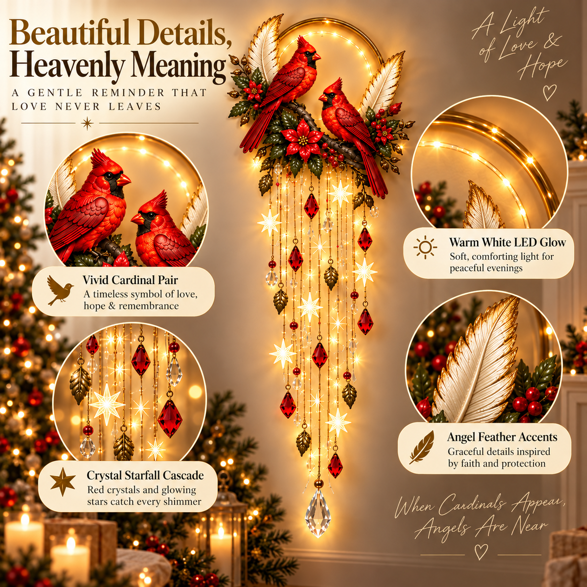 ✨️🐦Heavenly Cardinal Remembrance Light™|More than a wall light—a gentle reminder that love never truly leaves home