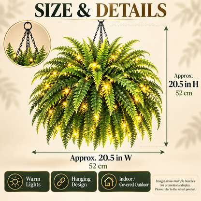 💥 50% OFF💛 Glowing Boston Ferns with Lights✨ Zero Watering & Maintenance