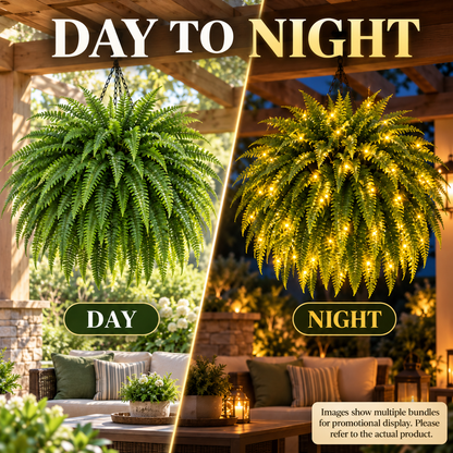 💥 50% OFF💛 Glowing Boston Ferns with Lights✨ Zero Watering & Maintenance