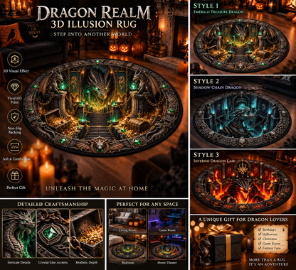 🐉 Dragon Realm 3D Illusion Rug — Step Into a World of Fantasy at Home ✨