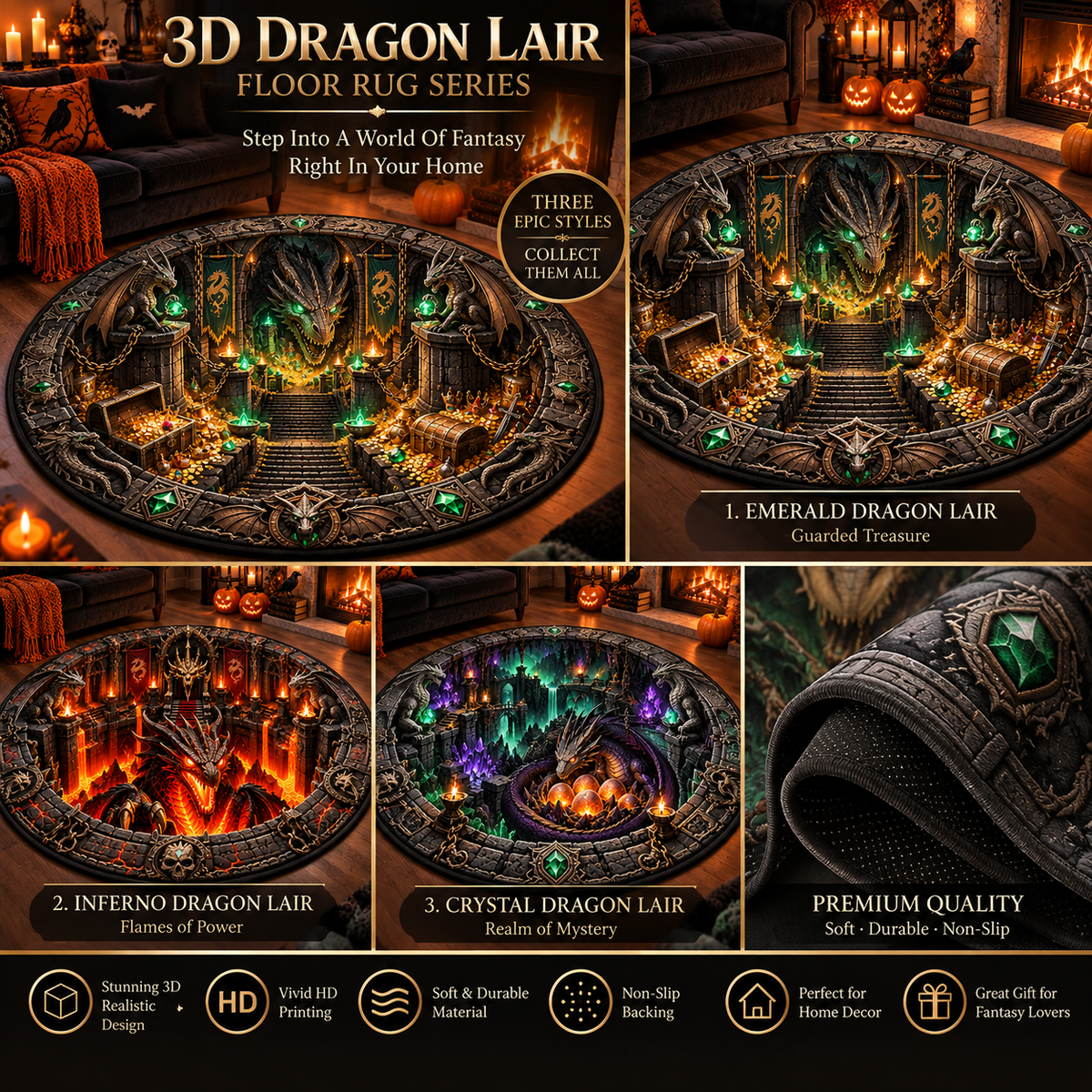 🐉 Dragon Realm 3D Illusion Rug — Step Into a World of Fantasy at Home ✨