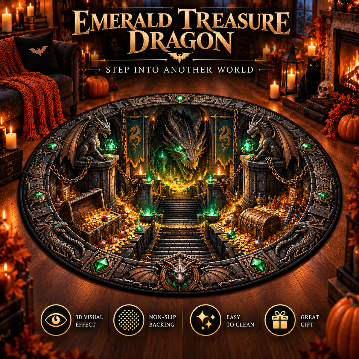 🐉 Dragon Realm 3D Illusion Rug — Step Into a World of Fantasy at Home ✨