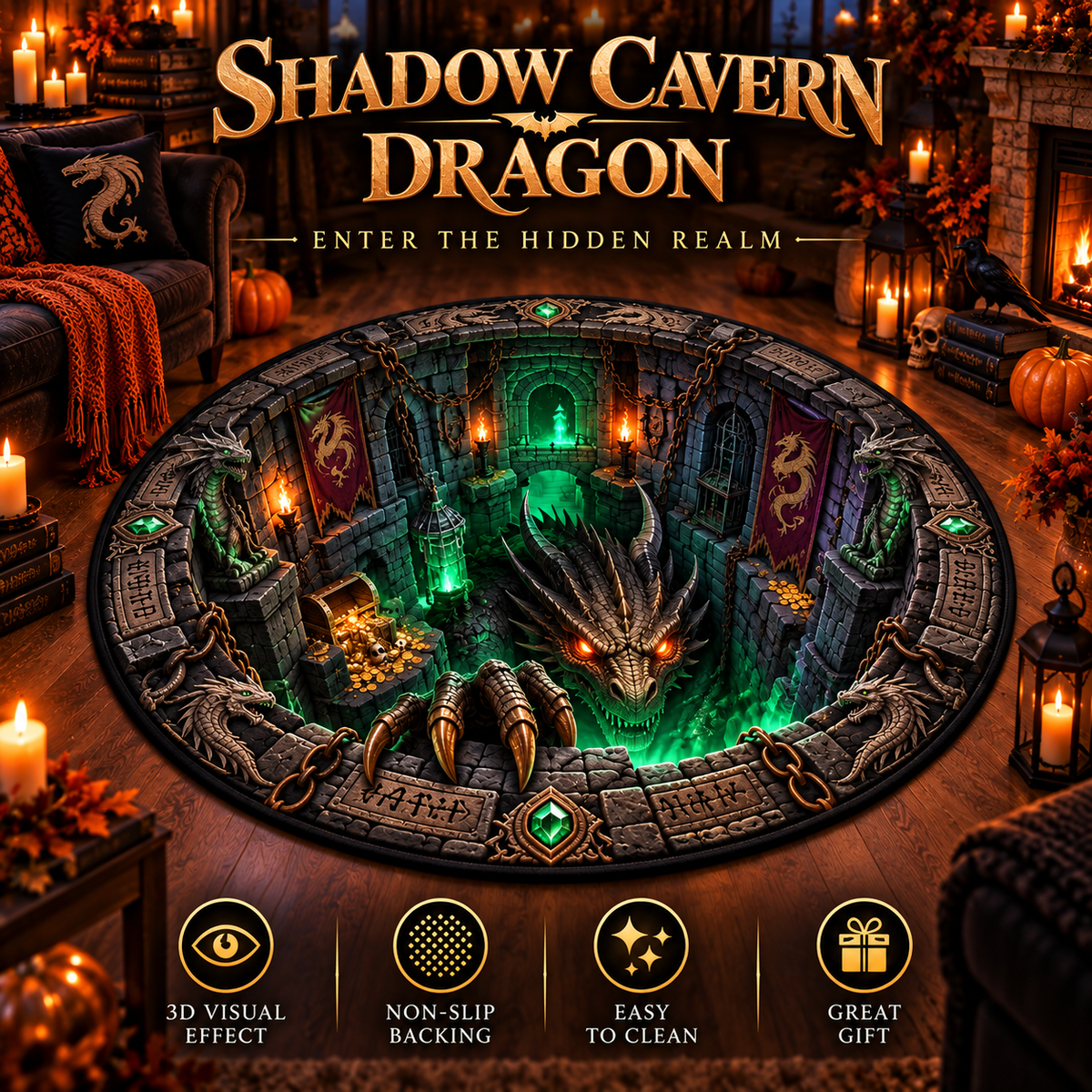 🐉 Dragon Realm 3D Illusion Rug — Step Into a World of Fantasy at Home ✨