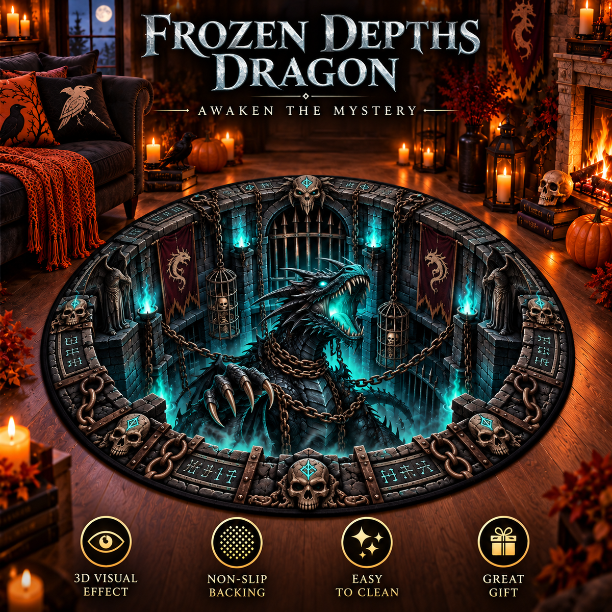 🐉 Dragon Realm 3D Illusion Rug — Step Into a World of Fantasy at Home ✨