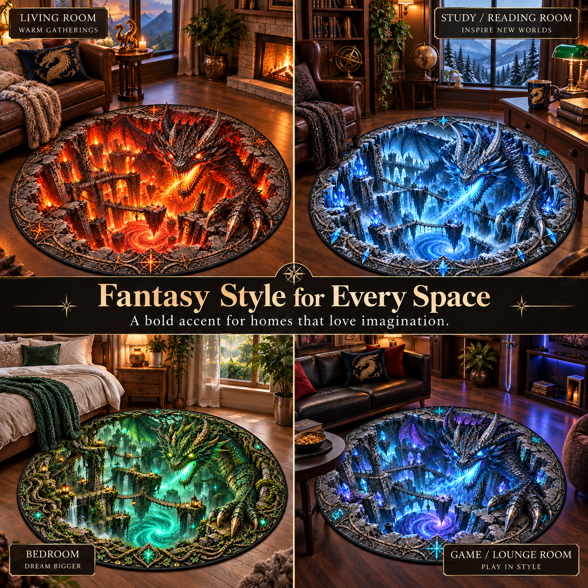 🐲 Legendary Dragon 3D Illusion Rug — Bring an Epic Realm Home