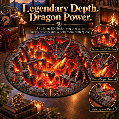 🐲 Legendary Dragon 3D Illusion Rug — Bring an Epic Realm Home
