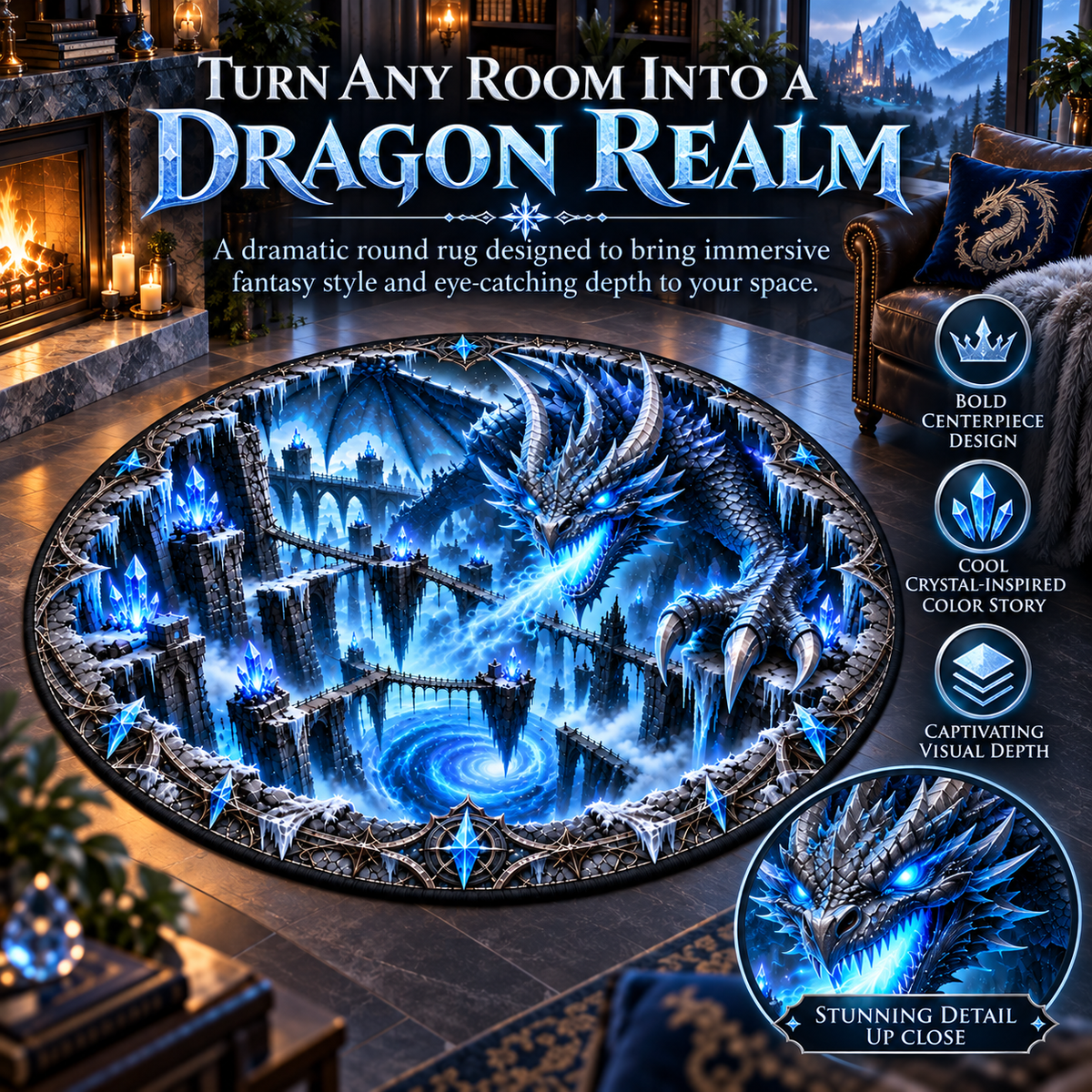 🐲 Legendary Dragon 3D Illusion Rug — Bring an Epic Realm Home