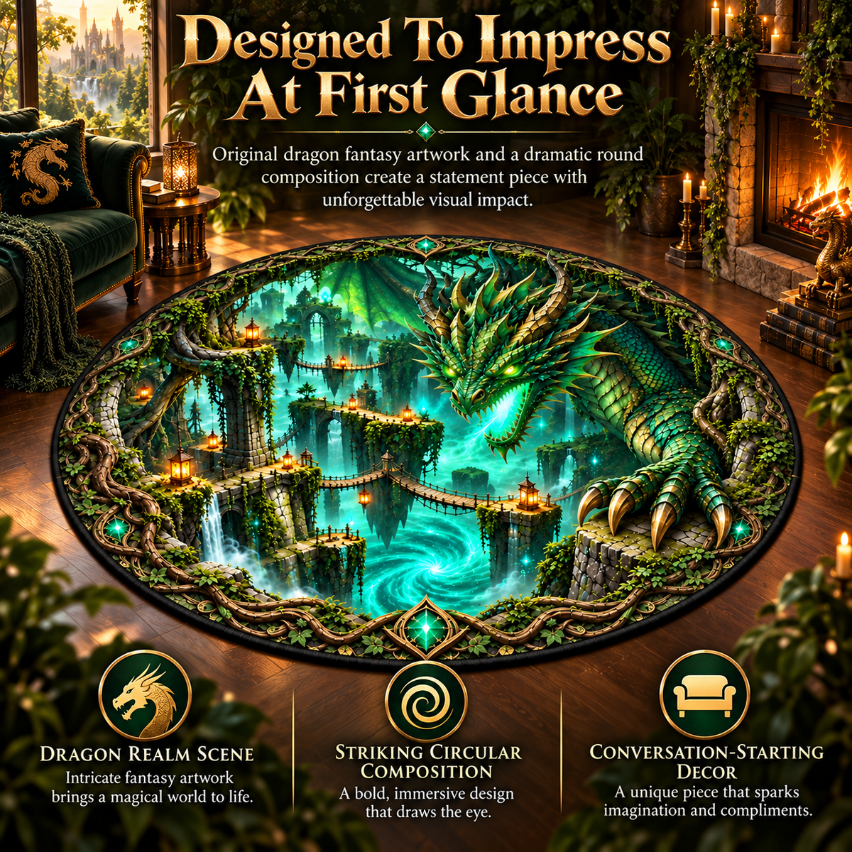 🐲 Legendary Dragon 3D Illusion Rug — Bring an Epic Realm Home