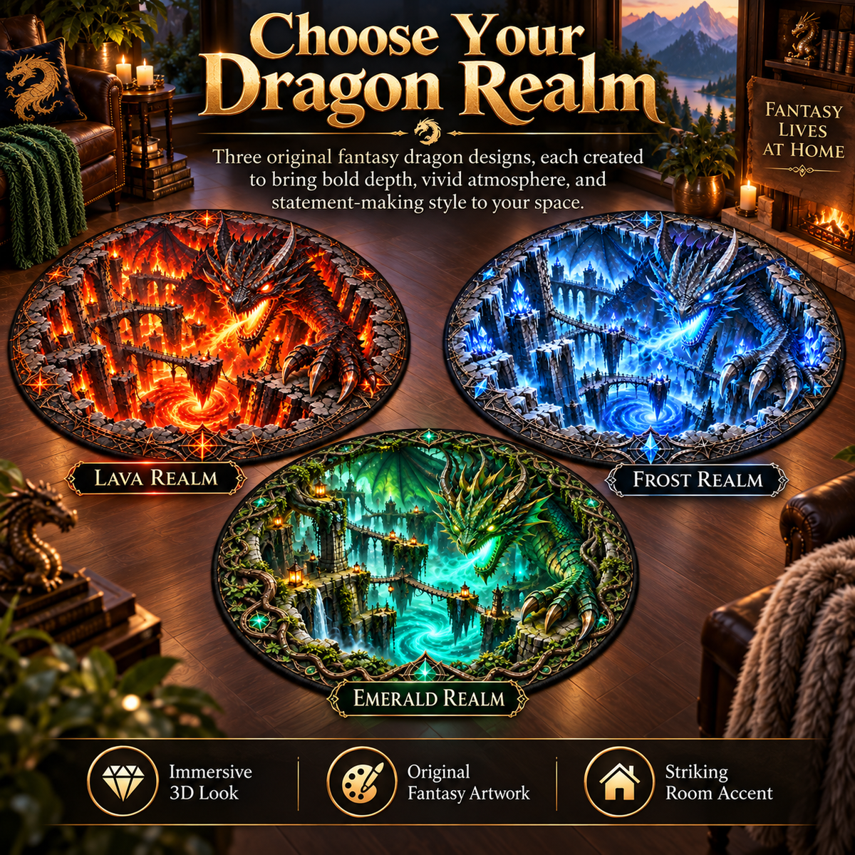 🐲 Legendary Dragon 3D Illusion Rug — Bring an Epic Realm Home