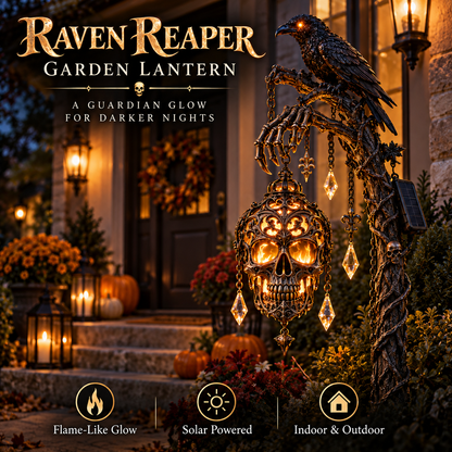 💀 Raven Reaper Guardian™ – Solar Skull Lantern with Dual Haunted Glow