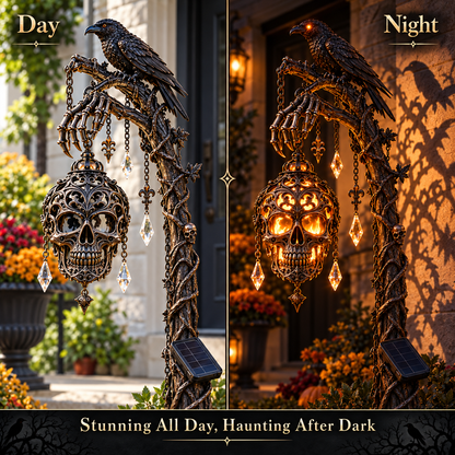 💀 Raven Reaper Guardian™ – Solar Skull Lantern with Dual Haunted Glow