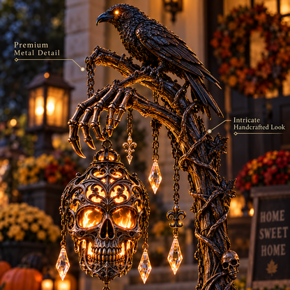 💀 Raven Reaper Guardian™ – Solar Skull Lantern with Dual Haunted Glow