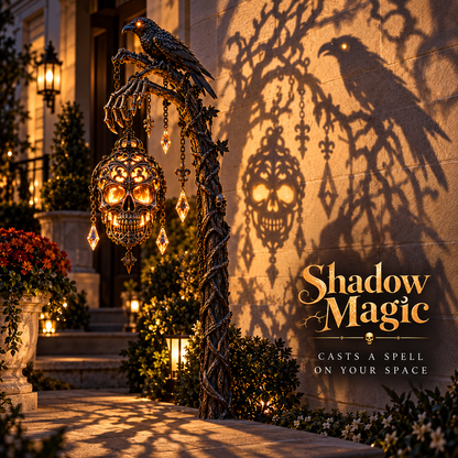 💀 Raven Reaper Guardian™ – Solar Skull Lantern with Dual Haunted Glow