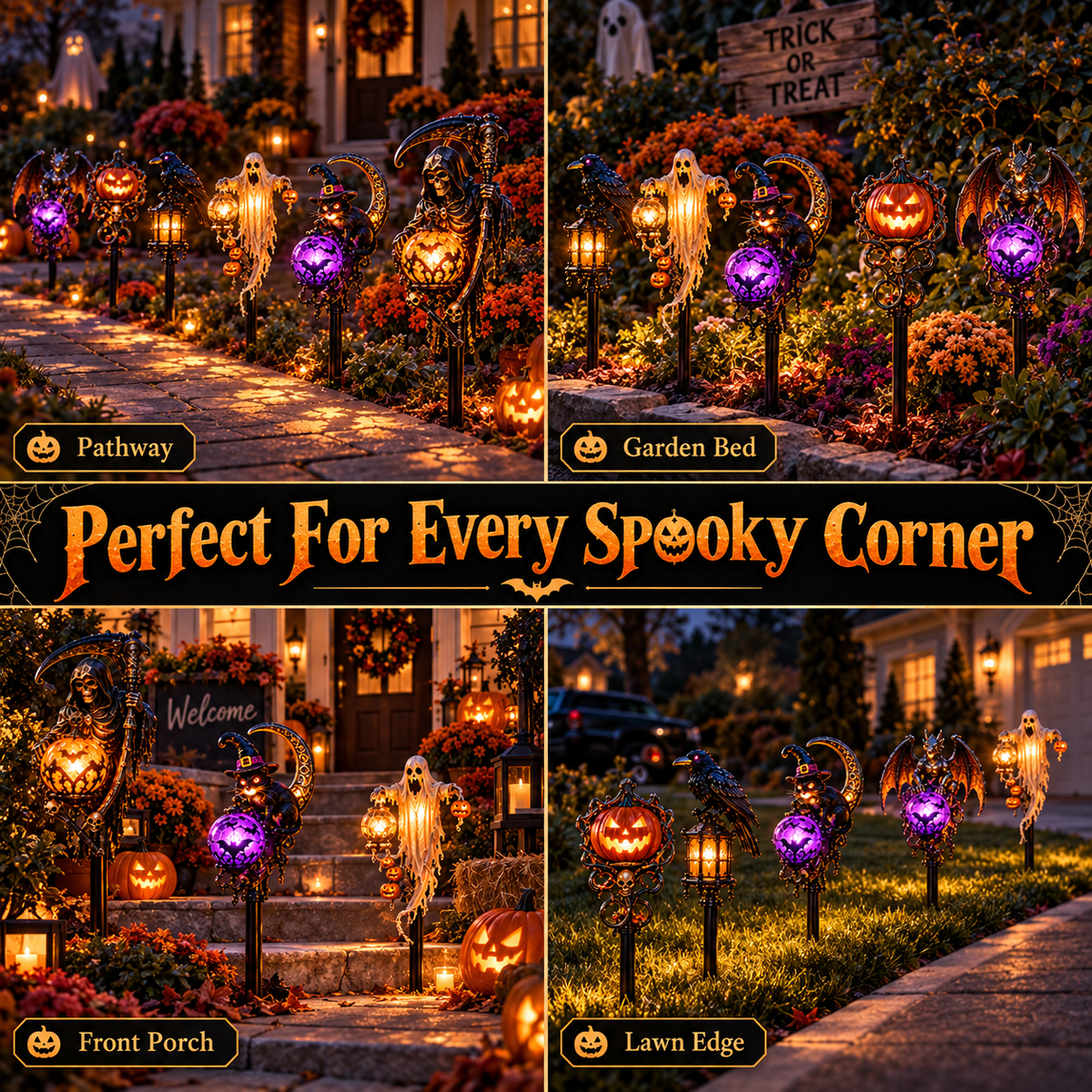 🎃 Haunted Pathway Guardians™ – Solar Halloween Garden Stake Light Collection