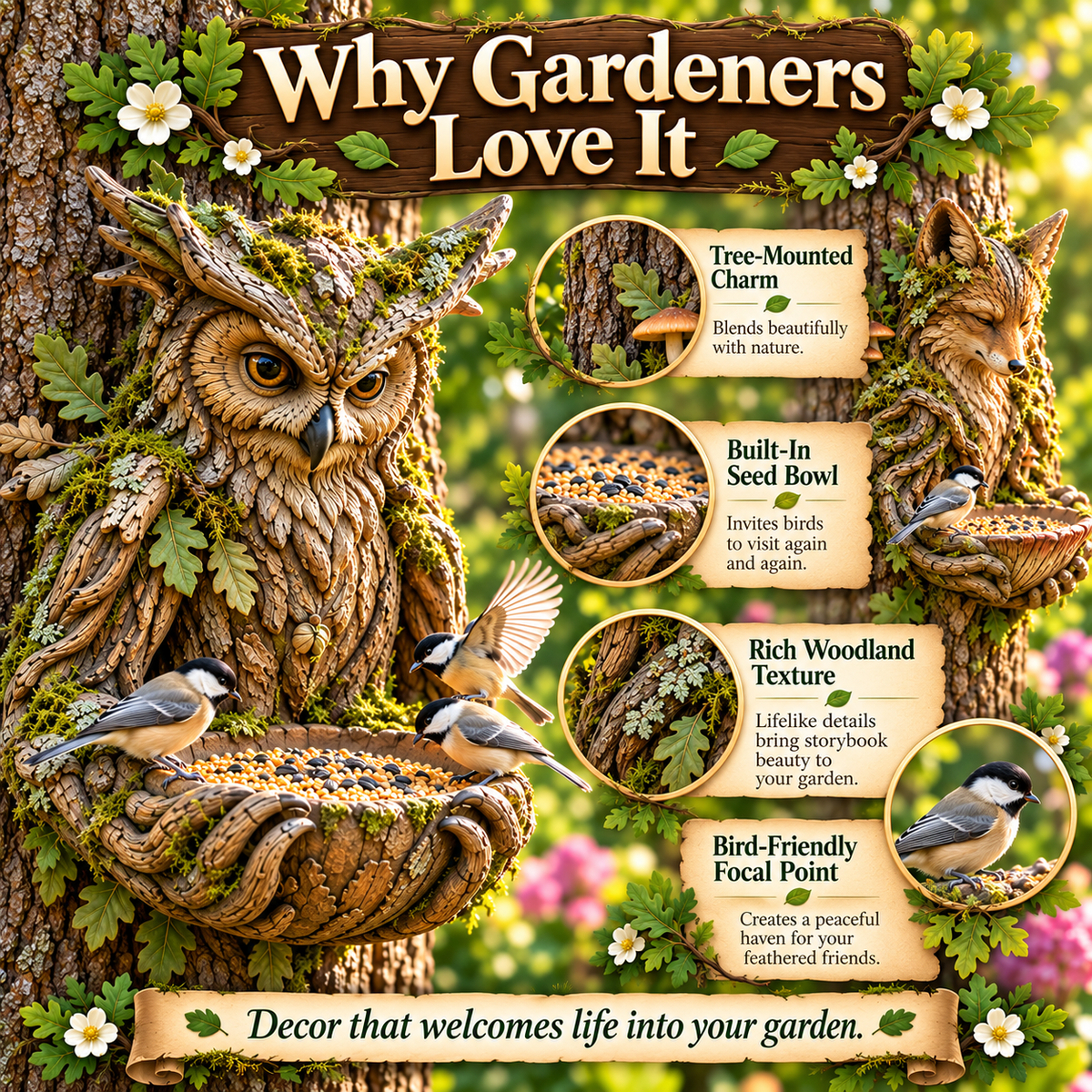🌿 Woodland Guardian Bird Feeder Collection — Bring Storybook Magic to Your Garden 🐦