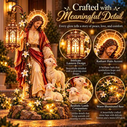 ✨ Good Shepherd Lantern Garden Statue — A Gentle Light of Faith & Hope 🕊️