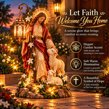 ✨ Good Shepherd Lantern Garden Statue — A Gentle Light of Faith & Hope 🕊️