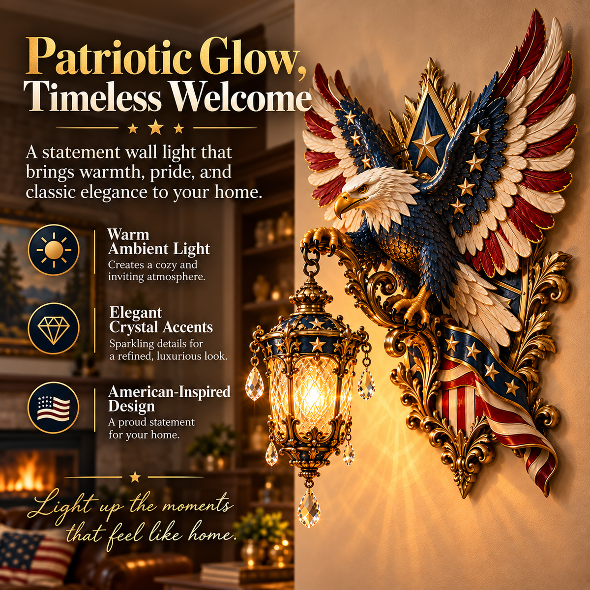 🦅 Freedom Eagle Lantern Wall Decor — Let American Pride Shine at Home ❤️
