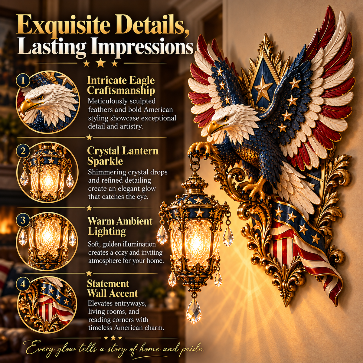 🦅 Freedom Eagle Lantern Wall Decor — Let American Pride Shine at Home ❤️