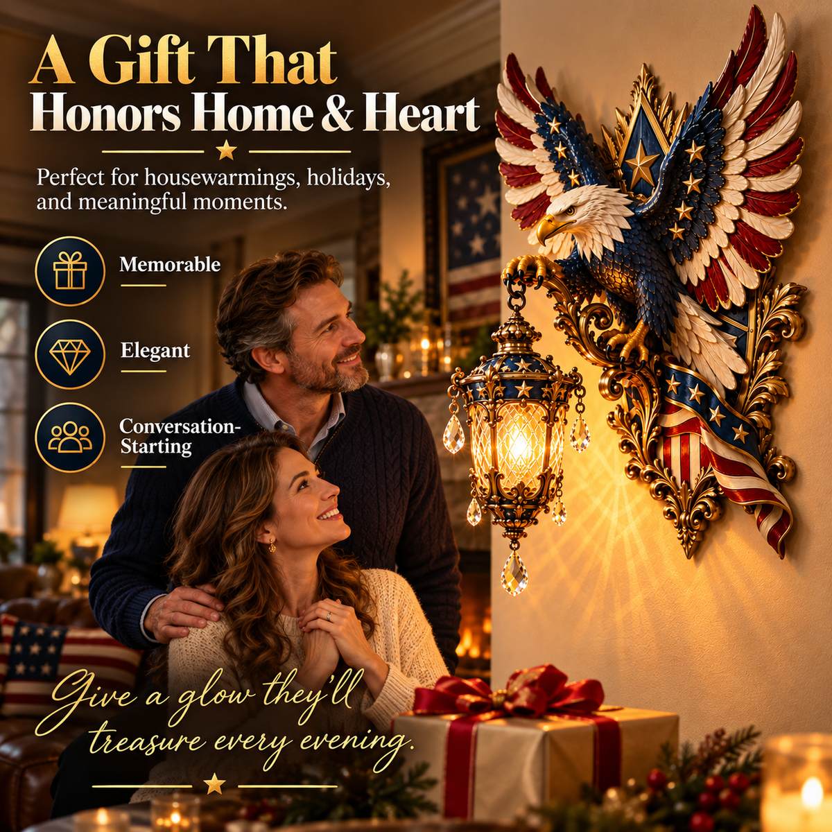 🦅 Freedom Eagle Lantern Wall Decor — Let American Pride Shine at Home ❤️