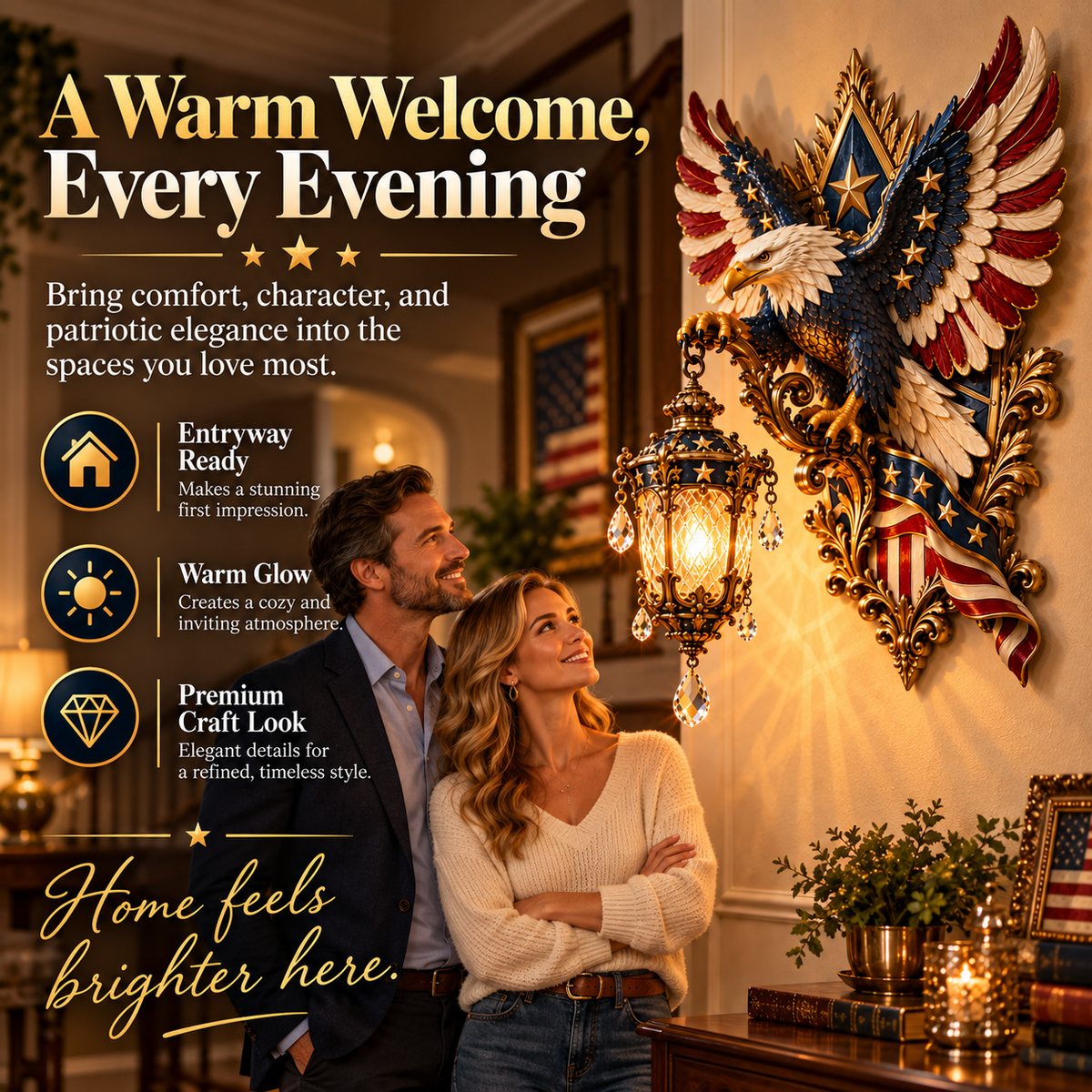 🦅 Freedom Eagle Lantern Wall Decor — Let American Pride Shine at Home ❤️