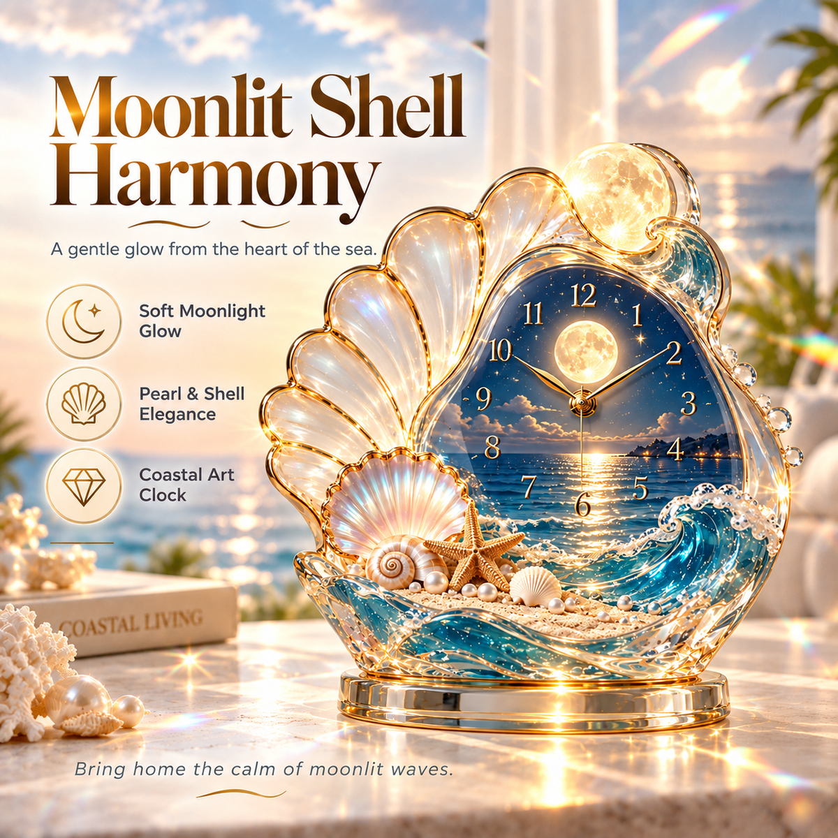 🌊 Coastal Glow Crystal Clock Collection — Bring the Beauty of the Sea Home ✨