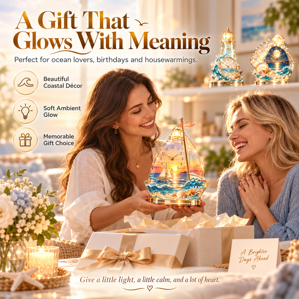 🌊 Coastal Glow Crystal Clock Collection — Bring the Beauty of the Sea Home ✨