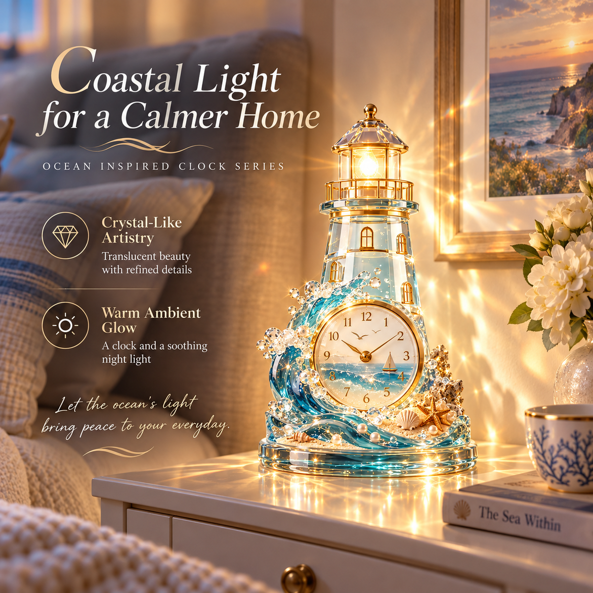 🌊 Coastal Glow Crystal Clock Collection — Bring the Beauty of the Sea Home ✨