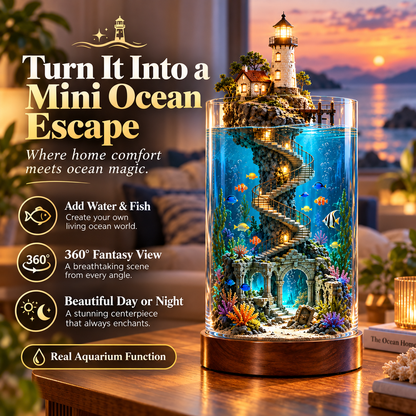 🌊 Fantasy Lighthouse Aquarium — A Tiny Ocean World for Your Home ✨