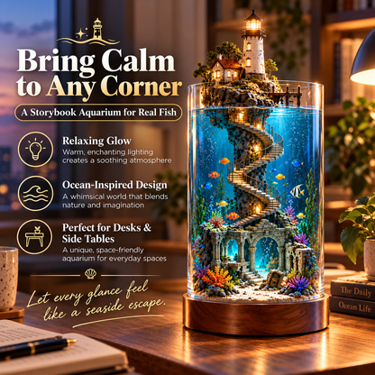 🌊 Fantasy Lighthouse Aquarium — A Tiny Ocean World for Your Home ✨