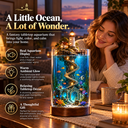 🌊 Fantasy Lighthouse Aquarium — A Tiny Ocean World for Your Home ✨
