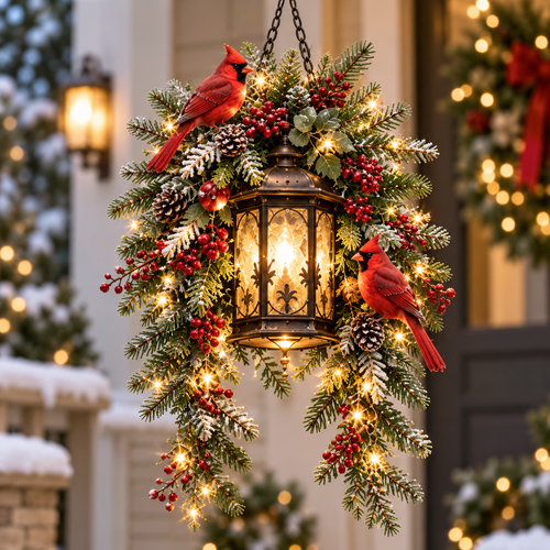 🔥 LAST DAY 50% OFF 🔥🎄 Christmas Porch Glow™ – Pre-Lit Holiday Lantern & Evergreen Decor | 3 Festive Styles