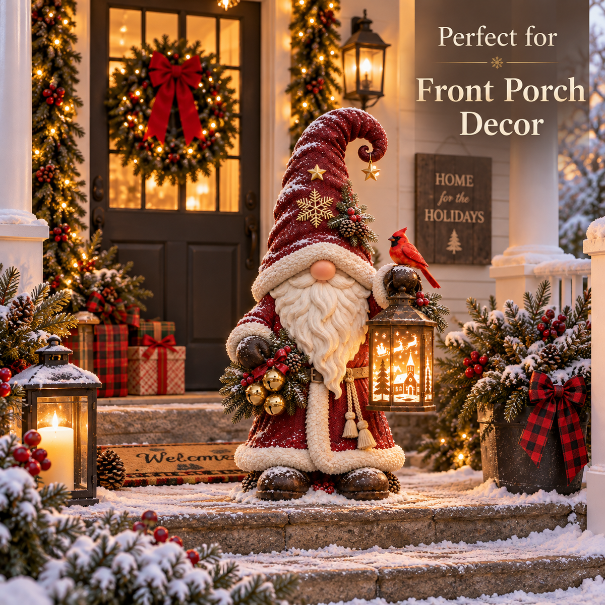 🎄✨ Christmas Gnome Lantern™ – Illuminated Winter Village Projection Decor