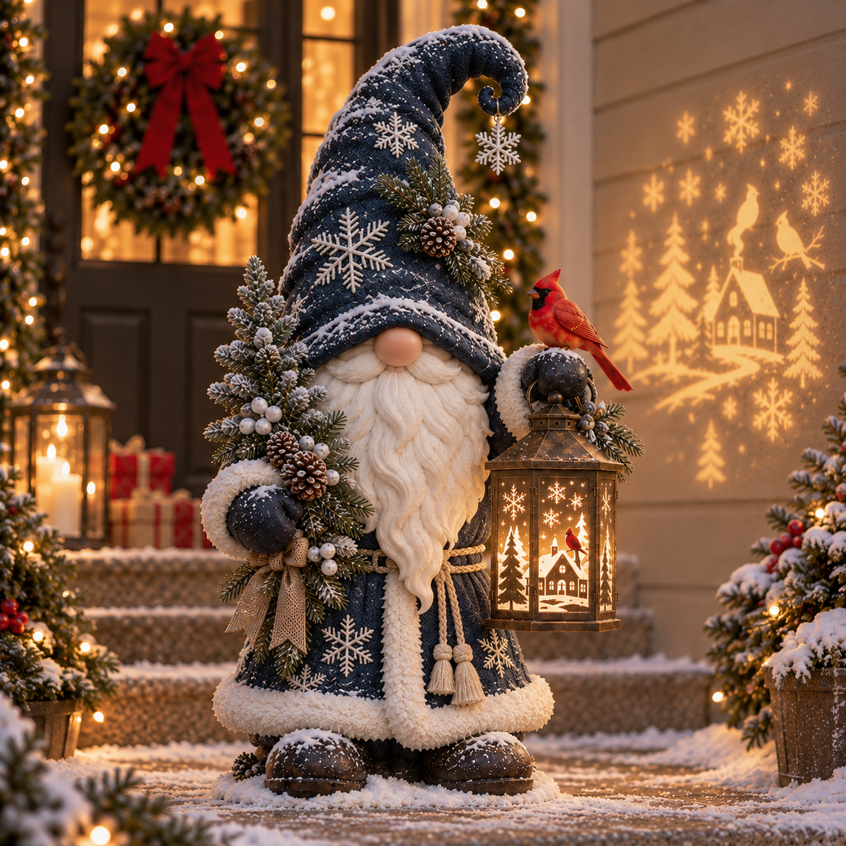 🎄✨ Christmas Gnome Lantern™ – Illuminated Winter Village Projection Decor