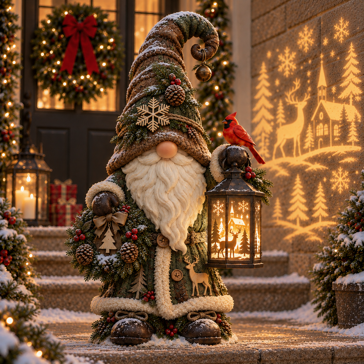 🎄✨ Christmas Gnome Lantern™ – Illuminated Winter Village Projection Decor