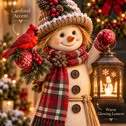 🎄✨ Christmas Scarecrow Glow™ – Light-Up Cardinal & Winter Lantern Porch Decor